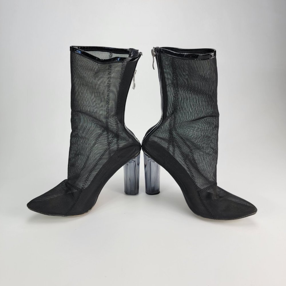 Ego Ankle Booties. Mesh with Clear Heels